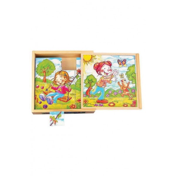 Mevsimler  Ahşap Küp Küp Puzzle
